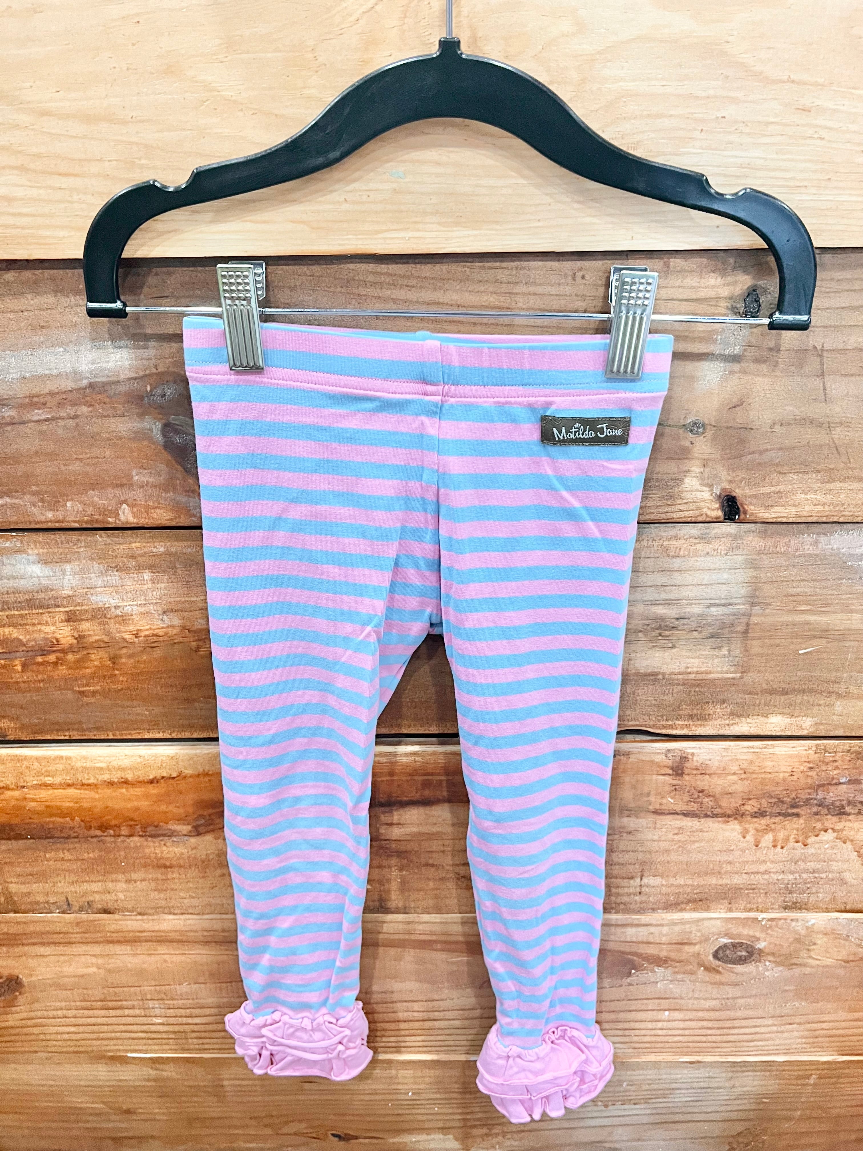 Matilda Jane Musing Away Leggings Girls Size 8 Pants Striped In Bag Pink  Blue