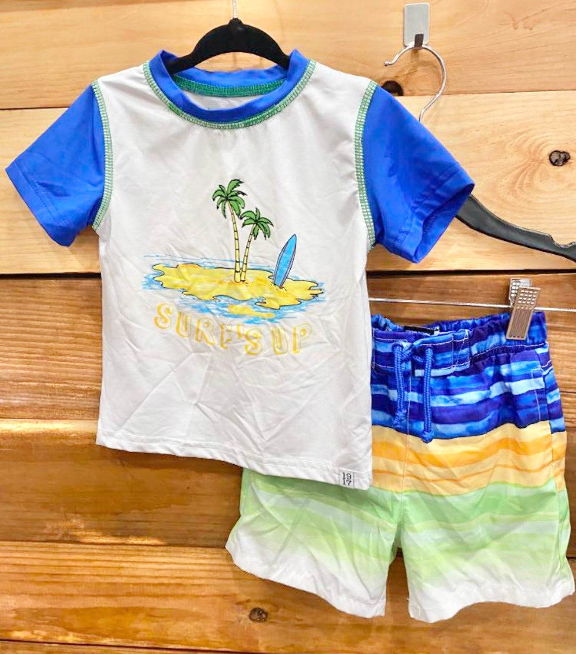 Rash Guard & Swim Trunks Set, Beach Vibes – SpearmintLOVE