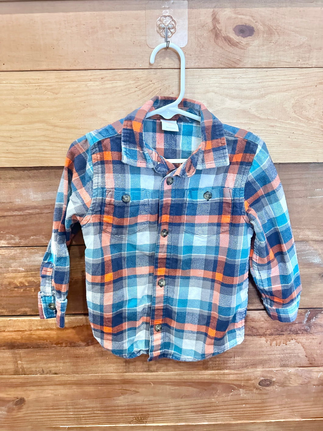 Gymboree Orange & Blue Plaid Shirt Size 3T