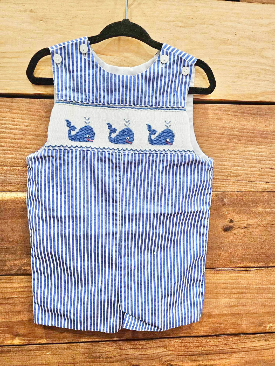 Anavini Blue Whale Smocked Romper Size 18m