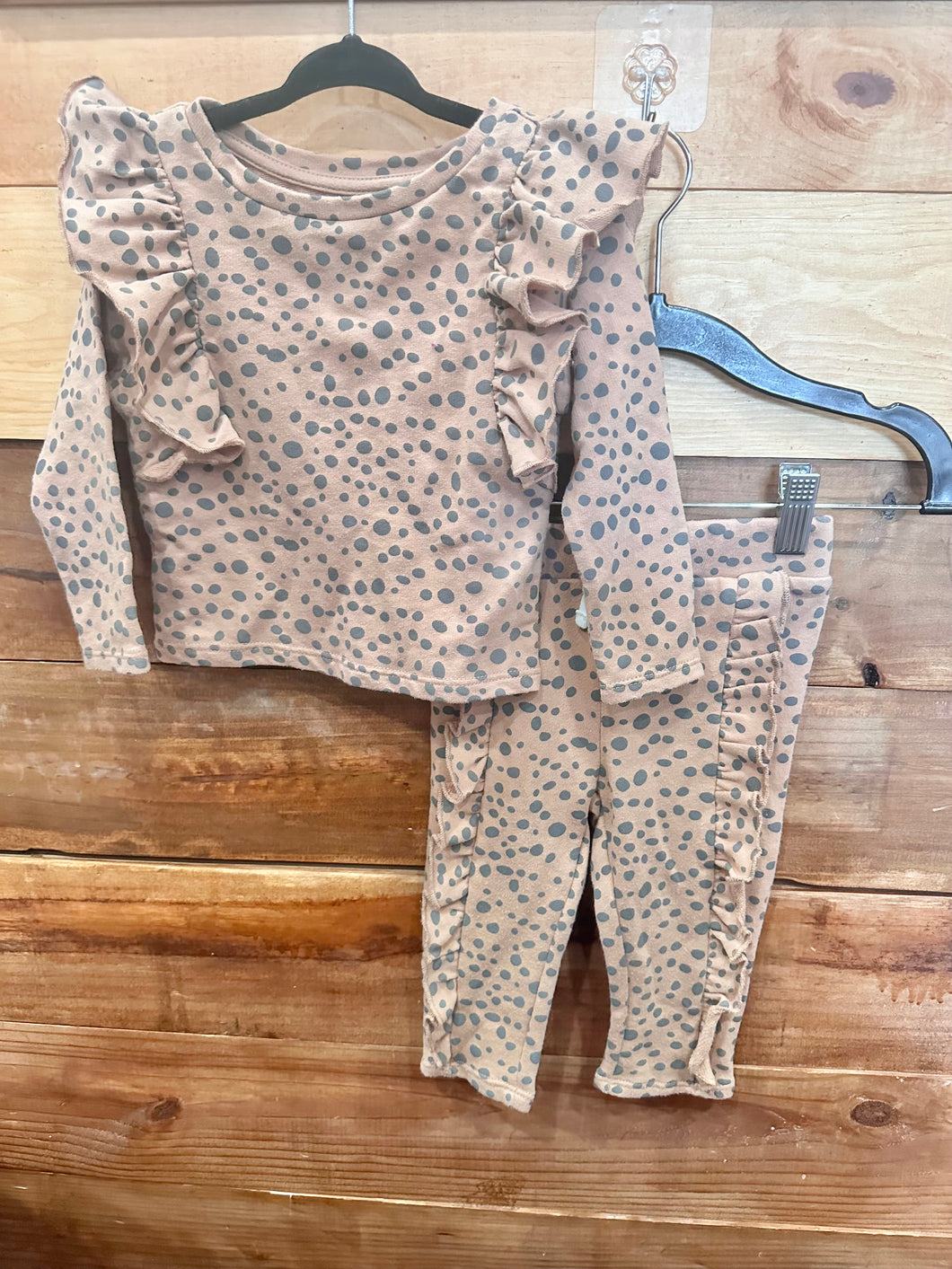 Grayson Mini Brown Dotted 2pc Outfit Size 18m