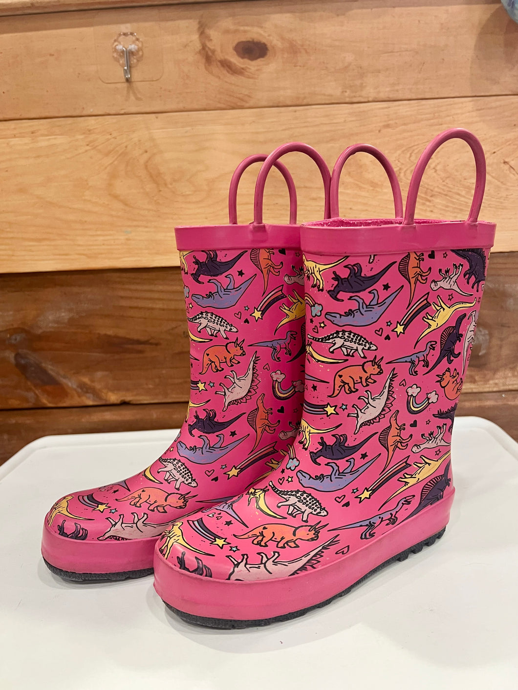 Cat & Jack Pink Dino Rainboots Size 11